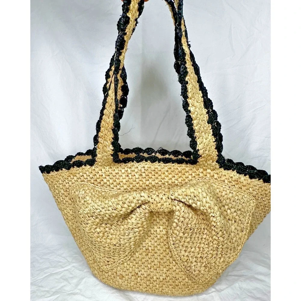 Kate Spade New York x Target Raffia Bow Tote Bag Straw Beach Coastal